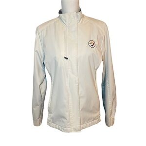 NFL Pittsburgh Steelers Cutter & Buck White and Grey Softshell Zip Jacket. Med.